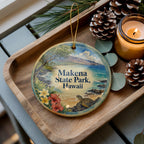 Makena State Park Hawaii Ceramic Ornament, Watercolor Hawaii Park Souvenir, Maui Travel Keepsake, Hawaiian Nature Landmark Decor — photo 2