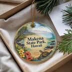 Makena State Park Hawaii Ceramic Ornament, Watercolor Hawaii Park Souvenir, Maui Travel Keepsake, Hawaiian Nature Landmark Decor — photo 4