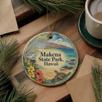 Makena State Park Hawaii Ceramic Ornament, Watercolor Hawaii Park Souvenir, Maui Travel Keepsake, Hawaiian Nature Landmark Decor — photo 5