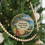 Makena State Park Hawaii Ceramic Ornament, Watercolor Hawaii Park Souvenir, Maui Travel Keepsake, Hawaiian Nature Landmark Decor — photo 6