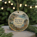 Manchester State Park California Watercolor Ceramic Ornament, Coastal Redwood Forest Souvenir, Mendocino County Keepsake, Travel Gift — photo 7