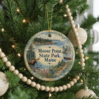 Moose Point State Park Maine Ceramic Ornament, Watercolor Maine Park Souvenir, Coastal New England Travel Keepsake Gift — photo 6