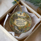 Mohawk Trail State Forest Massachusetts Watercolor Ceramic Ornament, Scenic Woodland Souvenir, New England Nature Gift — photo 2