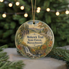 Mohawk Trail State Forest Massachusetts Watercolor Ceramic Ornament, Scenic Woodland Souvenir, New England Nature Gift — photo 7