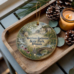 Morrison Rockwood State Park Illinois Watercolor Ceramic Ornament, Rockwood Park Souvenir Keepsake Gift — photo 1