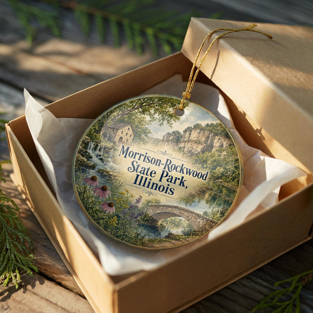 Morrison Rockwood State Park Illinois Watercolor Ceramic Ornament, Rockwood Park Souvenir Keepsake Gift — photo 8