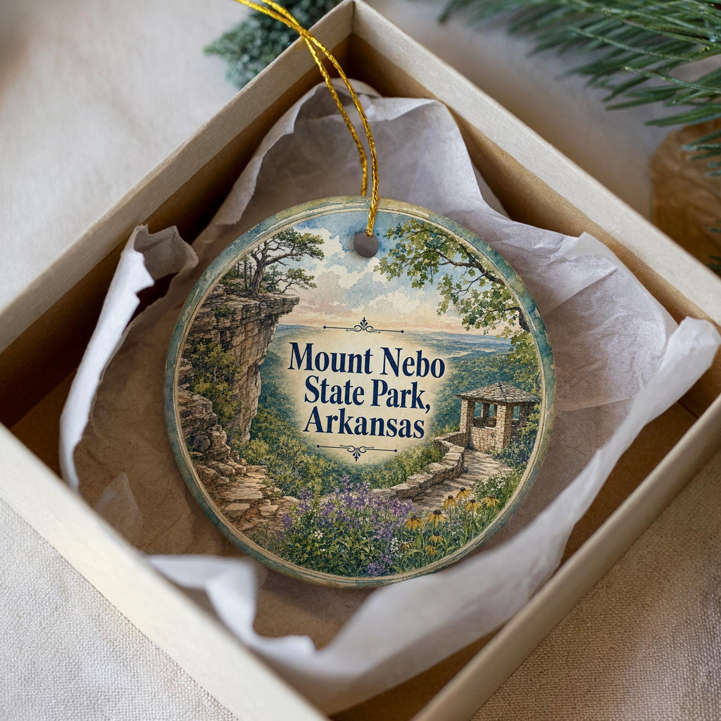 Mount Nebo State Park Arkansas Watercolor Ceramic Ornament, Mount Nebo Scenic Souvenir, Arkansas Travel Keepsake Gift — photo 2