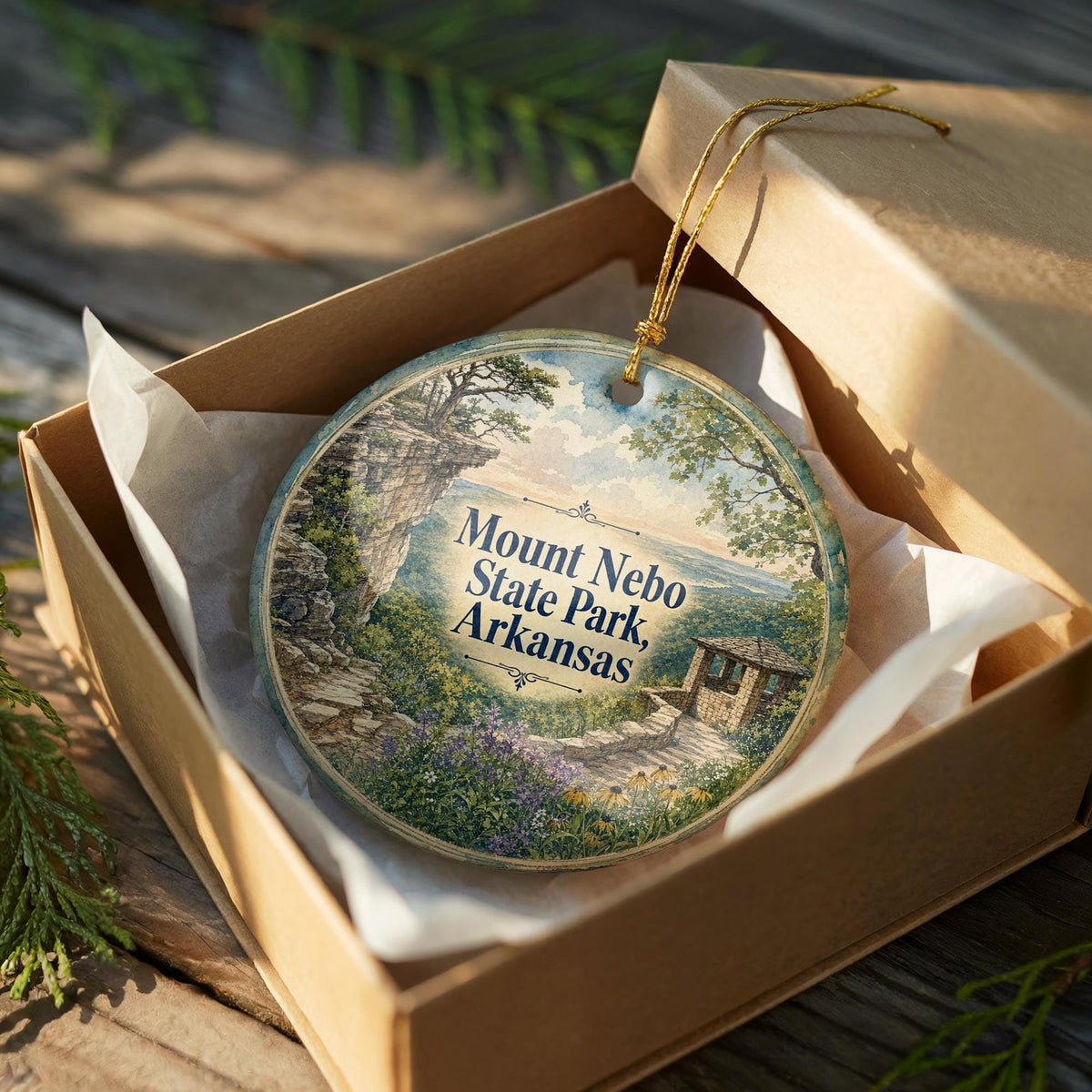 Mount Nebo State Park Arkansas Watercolor Ceramic Ornament, Mount Nebo Scenic Souvenir, Arkansas Travel Keepsake Gift — photo 8