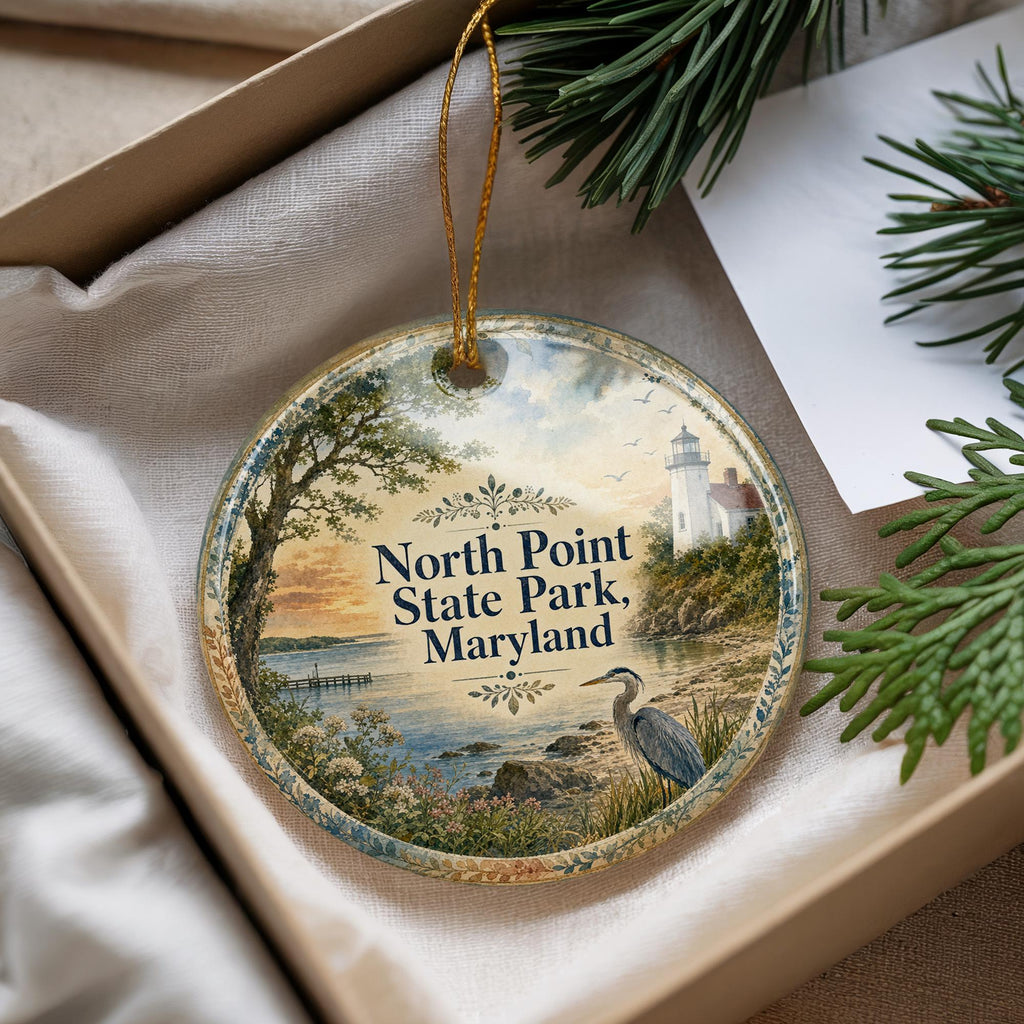 North Point State Park Maryland Ceramic Ornament, Watercolor Park Landscape Souvenir, Baltimore County Nature Gift — photo 4