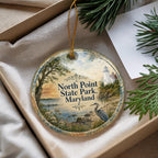 North Point State Park Maryland Ceramic Ornament, Watercolor Park Landscape Souvenir, Baltimore County Nature Gift — photo 4