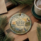 North Point State Park Maryland Ceramic Ornament, Watercolor Park Landscape Souvenir, Baltimore County Nature Gift — photo 5