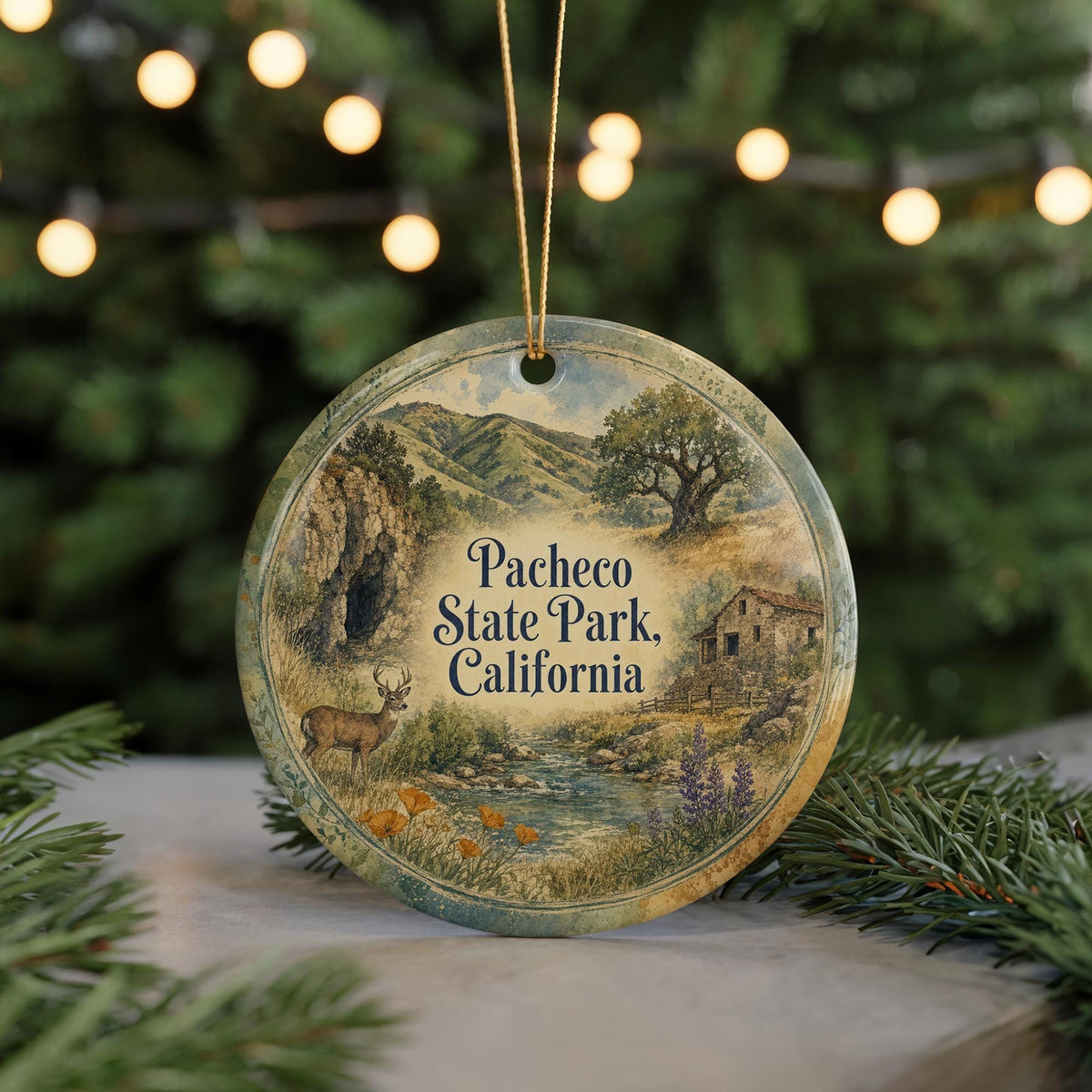 Pacheco State Park California Ceramic Ornament, Watercolor Park Landscape Souvenir, Travel Keepsake Gift — photo 7