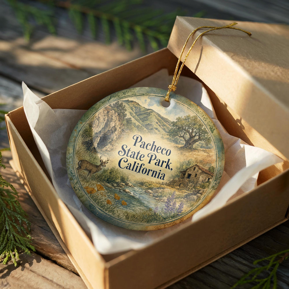Pacheco State Park California Ceramic Ornament, Watercolor Park Landscape Souvenir, Travel Keepsake Gift — photo 8