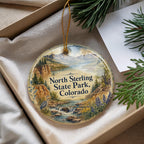 North Sterling State Park Colorado Ceramic Ornament, Watercolor Lake and Mountain Vacation Souvenir, Colorado State Park Keepsake Gift — photo 4