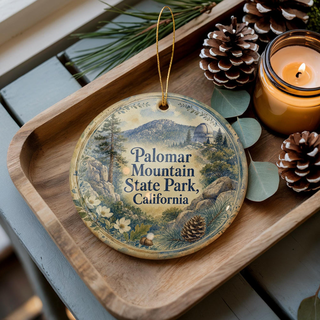 Palomar Mountain State Park California Watercolor Ceramic Ornament, Palomar Mountain Souvenir, Nature Travel Keepsake Gift — photo 1