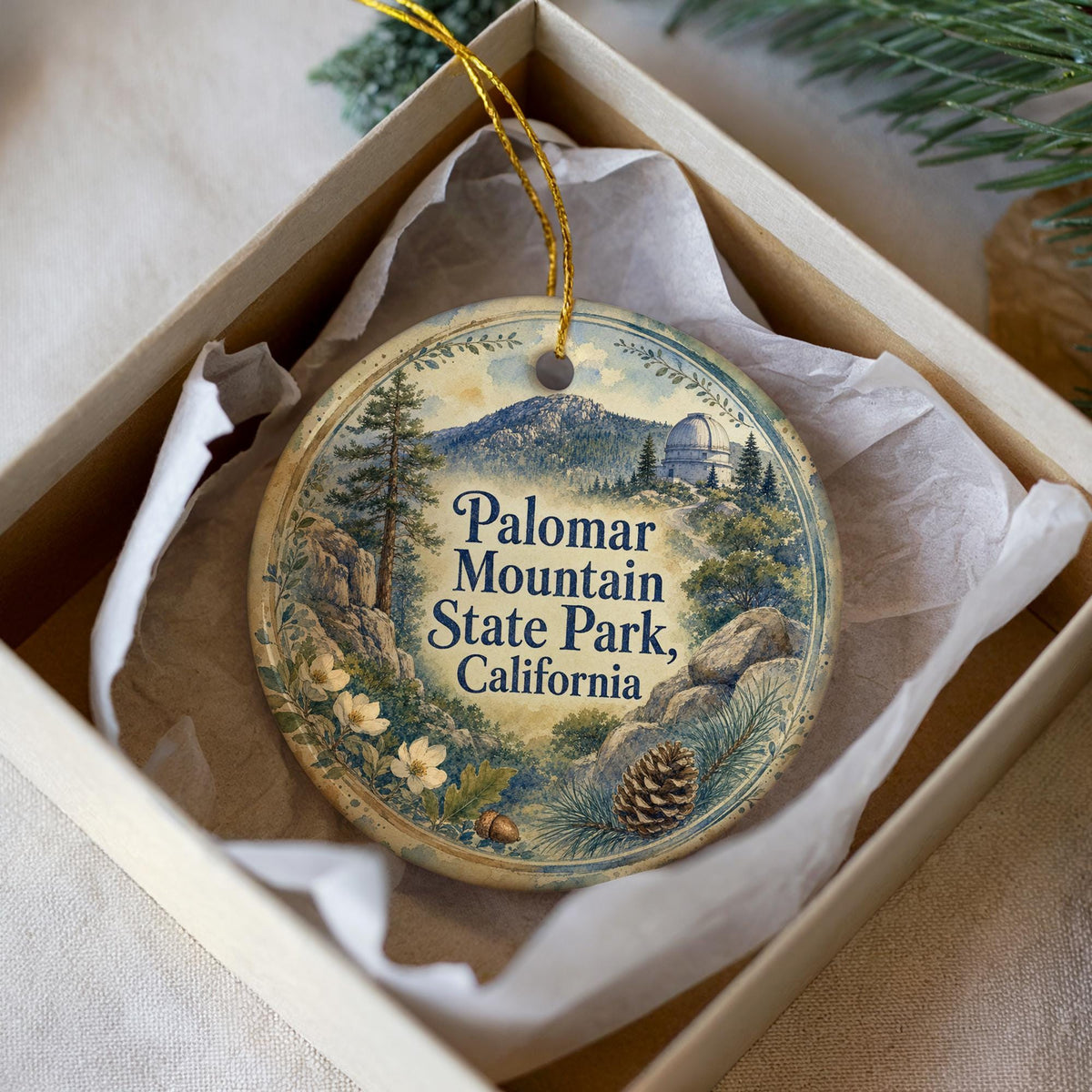 Palomar Mountain State Park California Watercolor Ceramic Ornament, Palomar Mountain Souvenir, Nature Travel Keepsake Gift — photo 3