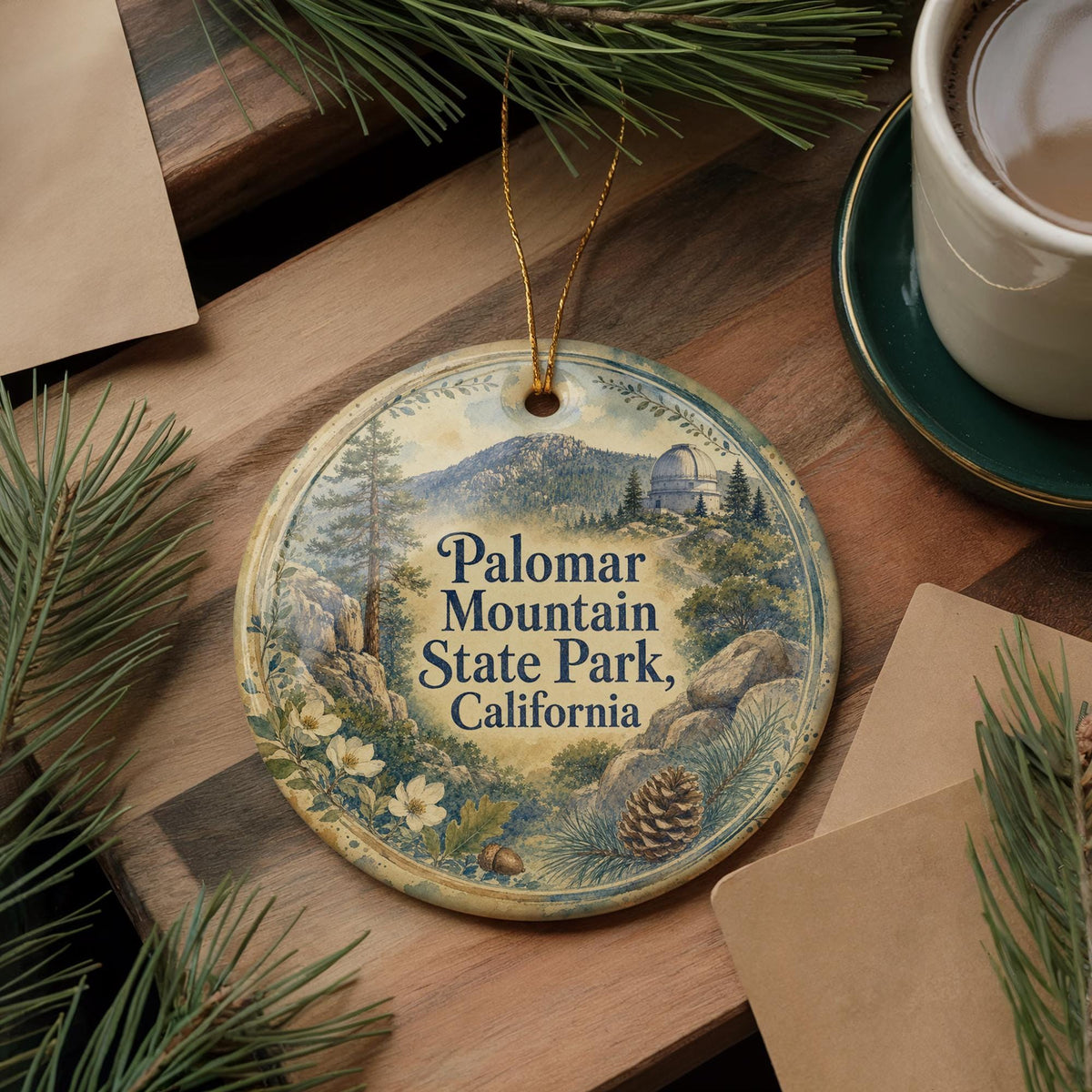 Palomar Mountain State Park California Watercolor Ceramic Ornament, Palomar Mountain Souvenir, Nature Travel Keepsake Gift — photo 5