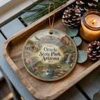 Oracle State Park Arizona Watercolor Ceramic Ornament, Arizona Desert Landscape Souvenir, Southwest Travel Keepsake Gift — photo 1