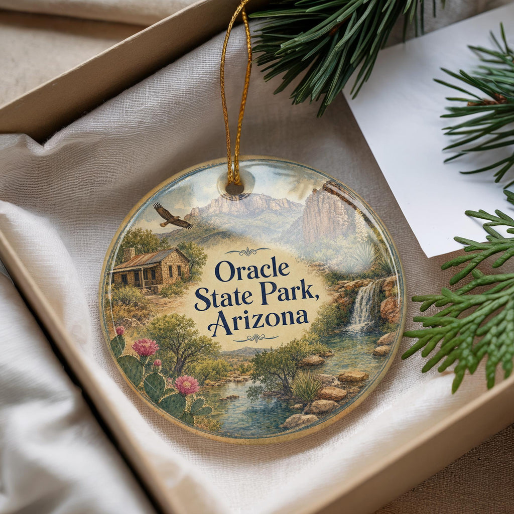 Oracle State Park Arizona Watercolor Ceramic Ornament, Arizona Desert Landscape Souvenir, Southwest Travel Keepsake Gift — photo 4