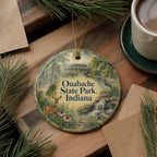 Ouabache State Park Indiana Watercolor Ceramic Ornament, State Park Souvenir, Indiana Nature Travel Keepsake Ornament — photo 5