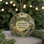 Ouabache State Park Indiana Watercolor Ceramic Ornament, State Park Souvenir, Indiana Nature Travel Keepsake Ornament — photo 7