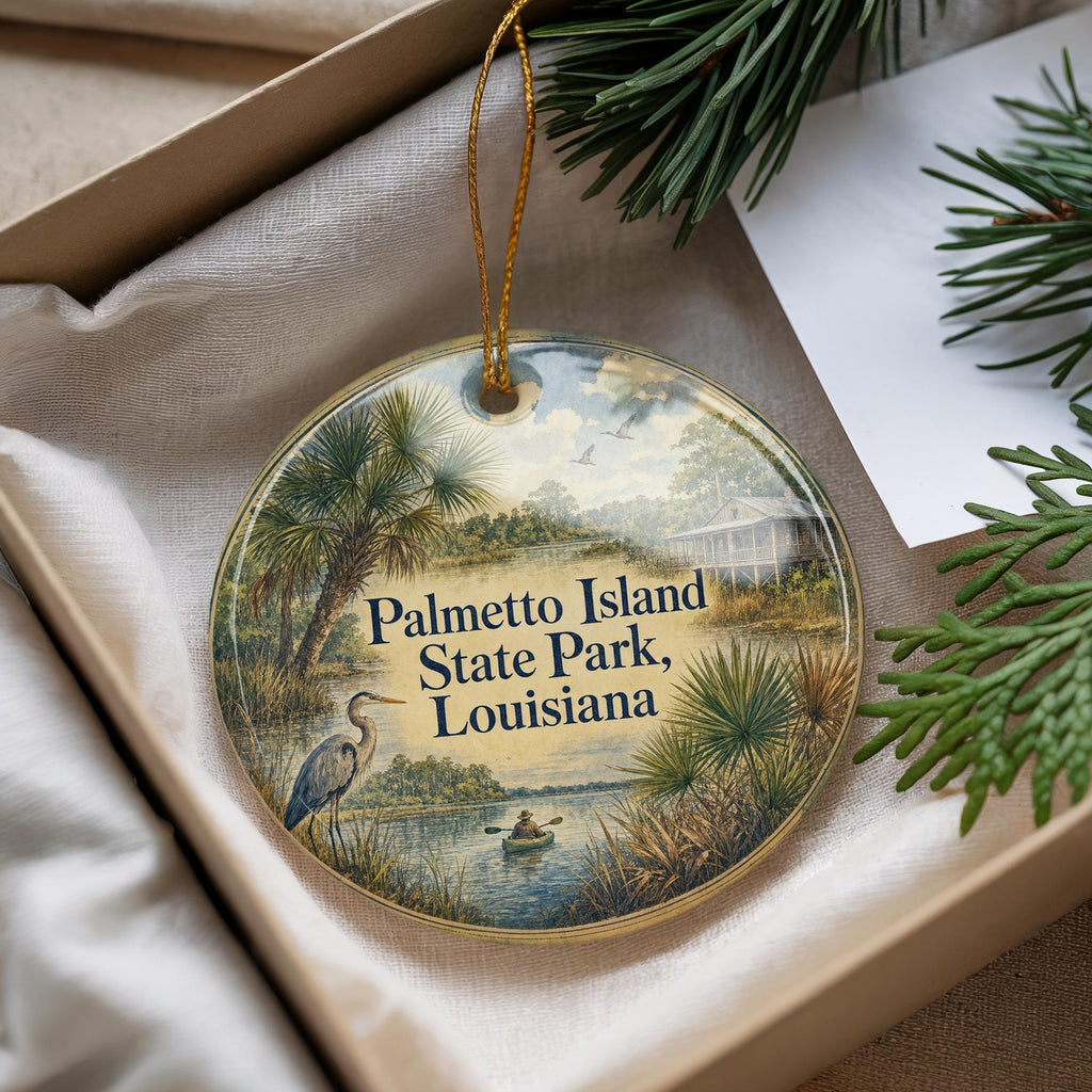Palmetto Island State Park Louisiana Ceramic Ornament, Watercolor State Park Souvenir, Louisiana Travel Keepsake Ornament — photo 4