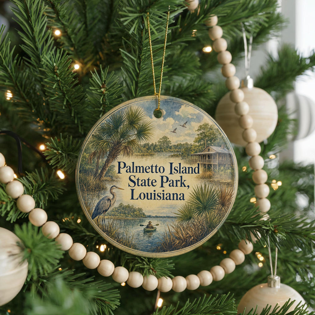Palmetto Island State Park Louisiana Ceramic Ornament, Watercolor State Park Souvenir, Louisiana Travel Keepsake Ornament — photo 6