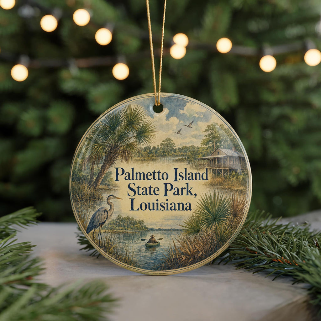 Palmetto Island State Park Louisiana Ceramic Ornament, Watercolor State Park Souvenir, Louisiana Travel Keepsake Ornament — photo 7