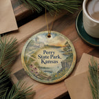 Perry State Park Kansas Watercolor Ceramic Ornament, Lake Perry Nature Souvenir, Kansas State Park Keepsake Gift — photo 5