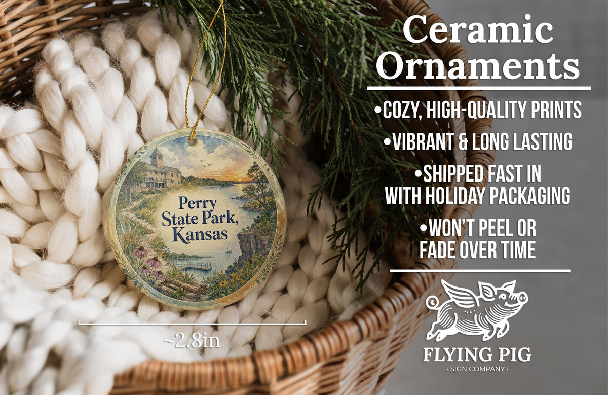 Perry State Park Kansas Watercolor Ceramic Ornament, Lake Perry Nature Souvenir, Kansas State Park Keepsake Gift — photo 9