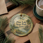 Pine Lake State Park Iowa Watercolor Ceramic Ornament, Iowa State Park Souvenir, Lake & Pines Travel Keepsake Gift — photo 5