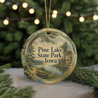Pine Lake State Park Iowa Watercolor Ceramic Ornament, Iowa State Park Souvenir, Lake & Pines Travel Keepsake Gift — photo 7