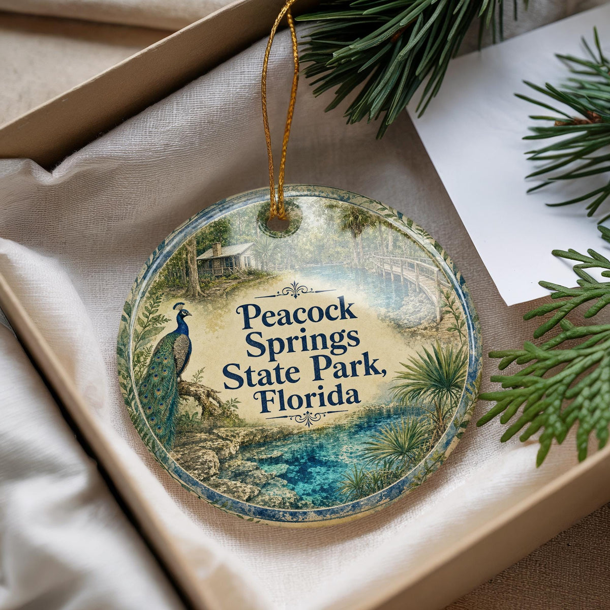 Peacock Springs State Park Florida Watercolor Ceramic Ornament, Florida Springs Travel Souvenir, State Park Keepsake Gift — photo 4