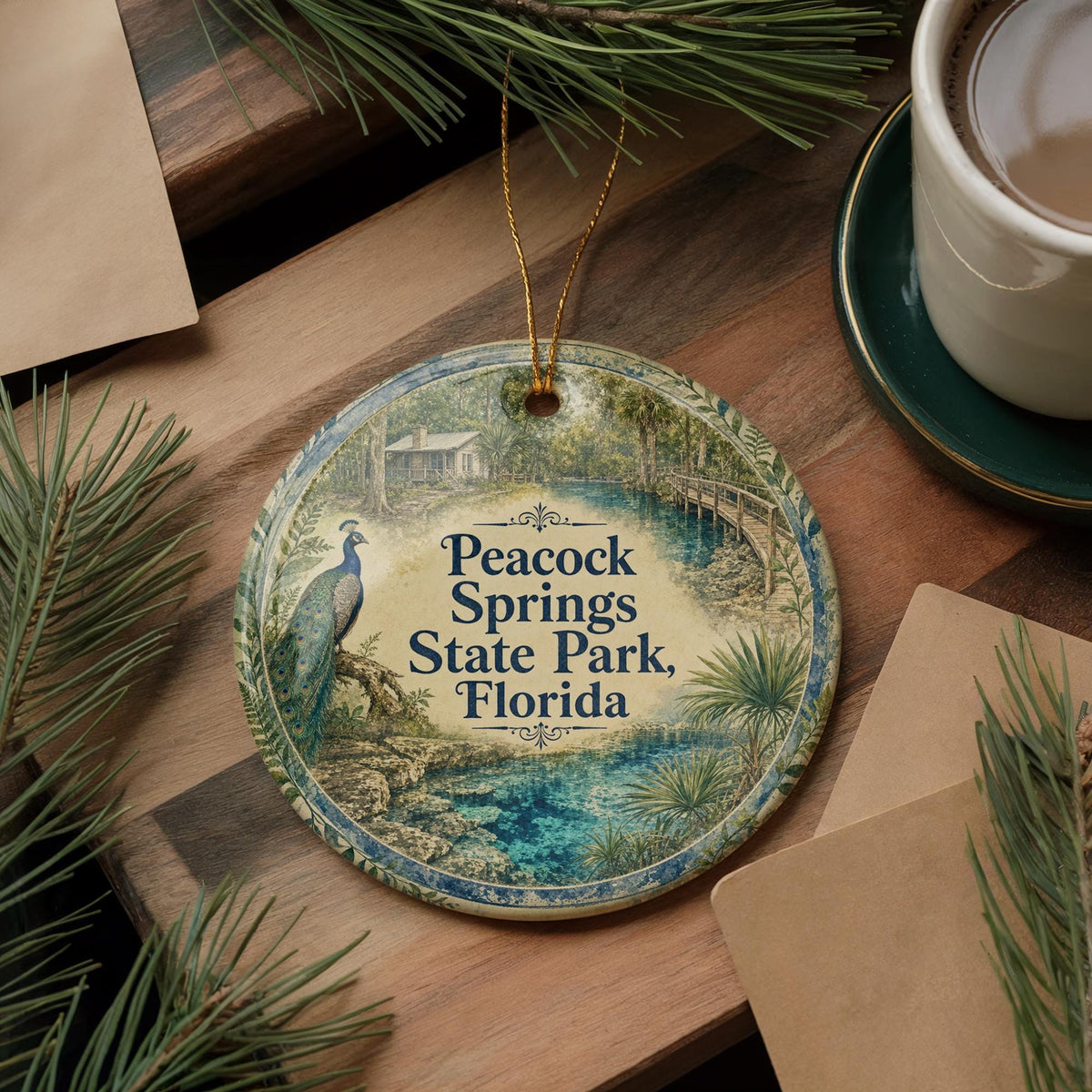 Peacock Springs State Park Florida Watercolor Ceramic Ornament, Florida Springs Travel Souvenir, State Park Keepsake Gift — photo 5