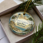 Point Lookout State Park Maryland Watercolor Ceramic Ornament, Coastal Park Souvenir Gift, Travel Keepsake Decoration — photo 1