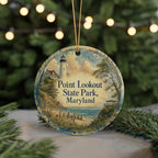 Point Lookout State Park Maryland Watercolor Ceramic Ornament, Coastal Park Souvenir Gift, Travel Keepsake Decoration — photo 7