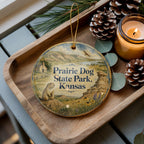 Prairie Dog State Park Kansas Watercolor Ceramic Ornament, Kansas State Park Souvenir, Prairie Dog Wildlife Keepsake Ornament — photo 2