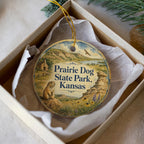 Prairie Dog State Park Kansas Watercolor Ceramic Ornament, Kansas State Park Souvenir, Prairie Dog Wildlife Keepsake Ornament — photo 3