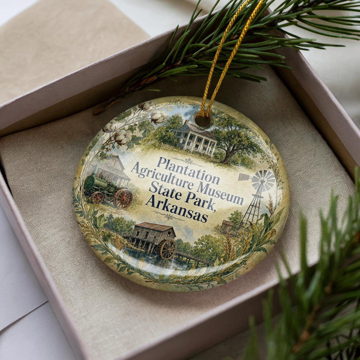 Watercolor Plantation Agriculture Museum State Park Arkansas Ceramic Ornament, Arkansas State Park Souvenir Keepsake Gift — photo 2