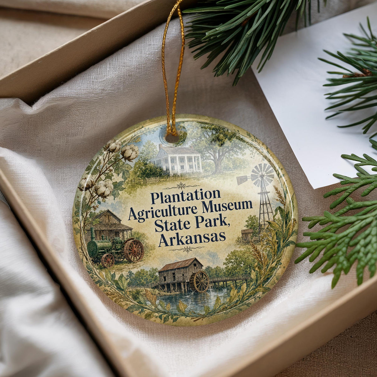 Watercolor Plantation Agriculture Museum State Park Arkansas Ceramic Ornament, Arkansas State Park Souvenir Keepsake Gift — photo 4