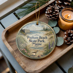 Popham Beach State Park Maine Ceramic Ornament, Watercolor Coastal Beach Souvenir, Maine Travel Gift, Seaside Vacation Keepsake — photo 2