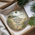 Popham Beach State Park Maine Ceramic Ornament, Watercolor Coastal Beach Souvenir, Maine Travel Gift, Seaside Vacation Keepsake — photo 4