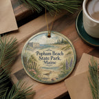 Popham Beach State Park Maine Ceramic Ornament, Watercolor Coastal Beach Souvenir, Maine Travel Gift, Seaside Vacation Keepsake — photo 5