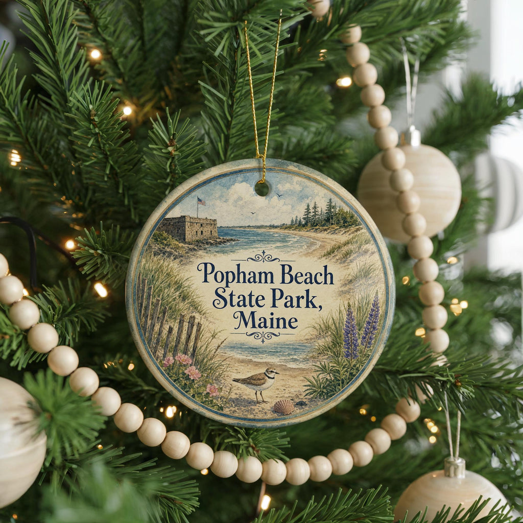 Popham Beach State Park Maine Ceramic Ornament, Watercolor Coastal Beach Souvenir, Maine Travel Gift, Seaside Vacation Keepsake — photo 6