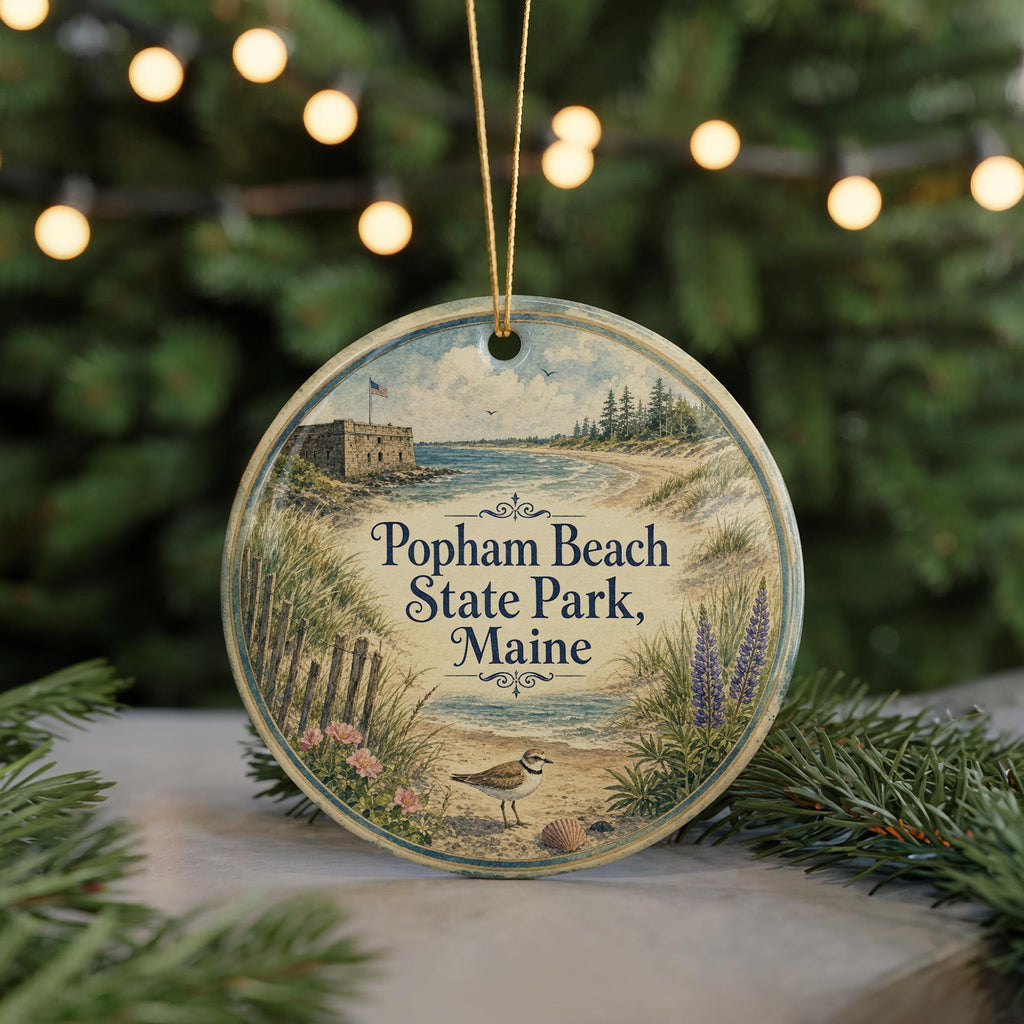 Popham Beach State Park Maine Ceramic Ornament, Watercolor Coastal Beach Souvenir, Maine Travel Gift, Seaside Vacation Keepsake — photo 7