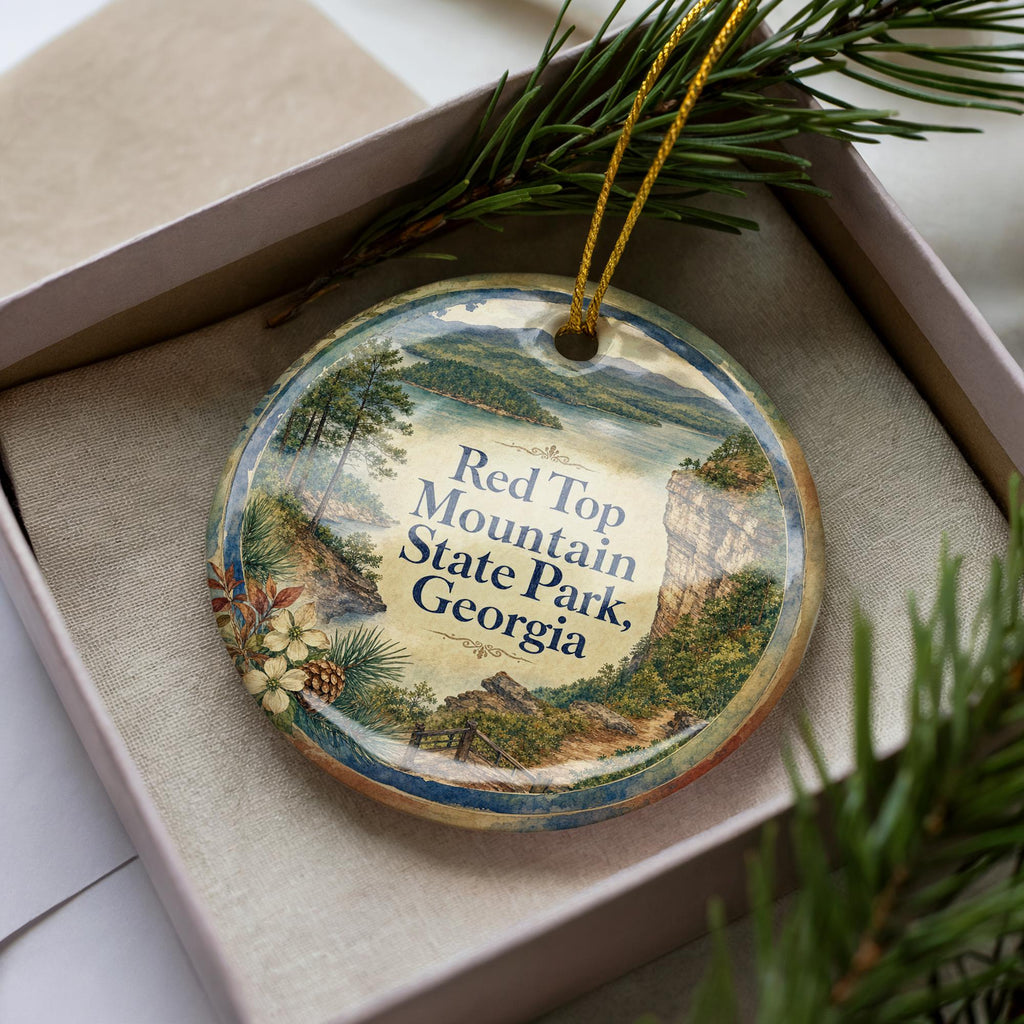 Red Top Mountain State Park Georgia Watercolor Ceramic Ornament, Lake Allatoona Park Souvenir Gift, Georgia Travel Keepsake — photo 2