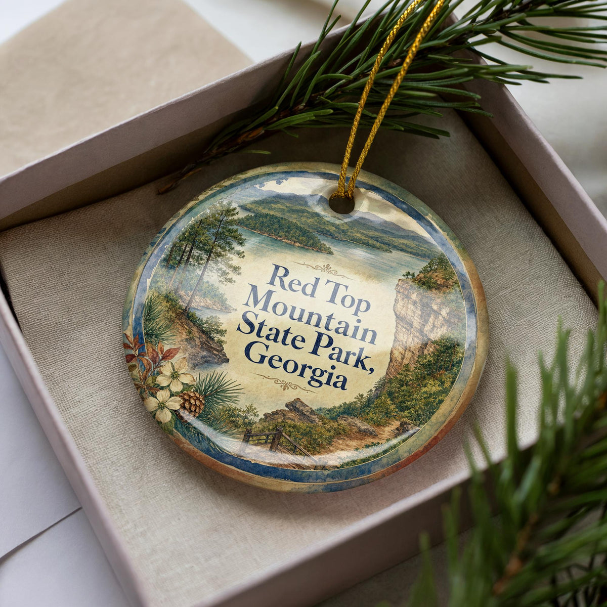 Red Top Mountain State Park Georgia Watercolor Ceramic Ornament, Lake Allatoona Park Souvenir Gift, Georgia Travel Keepsake — photo 2