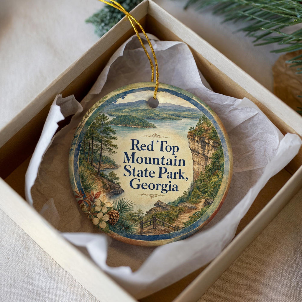 Red Top Mountain State Park Georgia Watercolor Ceramic Ornament, Lake Allatoona Park Souvenir Gift, Georgia Travel Keepsake — photo 3