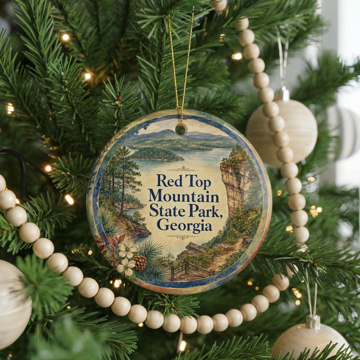 Red Top Mountain State Park Georgia Watercolor Ceramic Ornament, Lake Allatoona Park Souvenir Gift, Georgia Travel Keepsake — photo 6