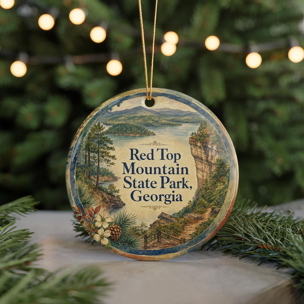 Red Top Mountain State Park Georgia Watercolor Ceramic Ornament, Lake Allatoona Park Souvenir Gift, Georgia Travel Keepsake — photo 7
